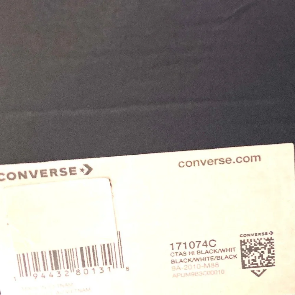 Converse Men's Size 171074C CTAS Woven Canvas Black High Top Cushioned Sneakers - Picture 9 of 9